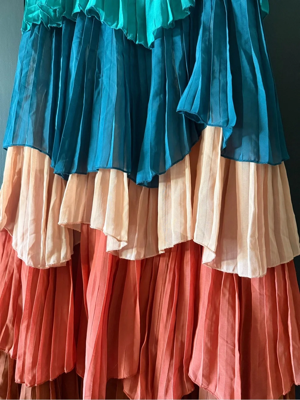 NWT L’atiste By Amy Tiered Maxi Skirt Size S Colorful Blue Orange Ruffles - Picture 2 of 6